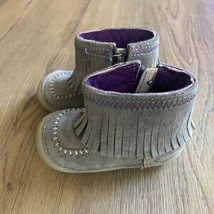 Stride Rite Baby Girl Leather Tasha Gray Bootie Shoes 4M
